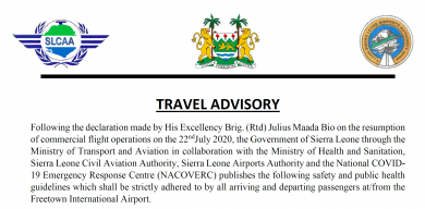 Sierra Leone Travel Advisory July 2020 (pdf)